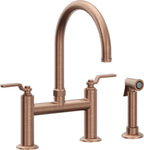 California Faucets Descanso Works Llave de Cocina Tipo Puente Industrial con Rociador Lateral - Pico en Arco - Cobre Antiguo Mate