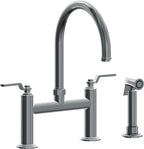 California Faucets Descanso Works Llave de Cocina Tipo Puente Industrial con Rociador Lateral - Pico en Arco - Níquel Negro