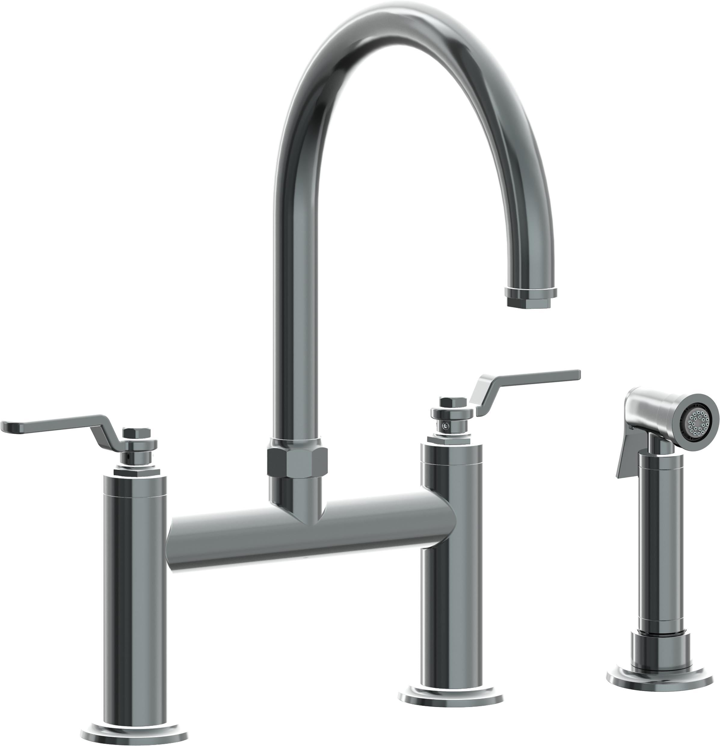 California Faucets Descanso Works Llave de Cocina Tipo Puente Industrial con Rociador Lateral - Pico en Arco - Níquel Negro