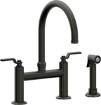 California Faucets Descanso Works Llave de Cocina Tipo Puente Industrial con Rociador Lateral - Pico en Arco - Bronce Bella Terra