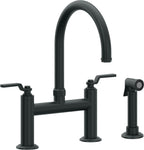 California Faucets Descanso Works Llave de Cocina Tipo Puente Industrial con Rociador Lateral - Pico en Arco - Carbón