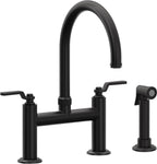 California Faucets Descanso Works Llave de Cocina Tipo Puente Industrial con Rociador Lateral - Pico en Arco - Negro Mate