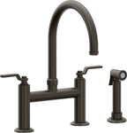 California Faucets Descanso Works Llave de Cocina Tipo Puente Industrial con Rociador Lateral - Pico en Arco - Bronce Oscuro