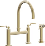 California Faucets Descanso Works Llave de Cocina Tipo Puente Industrial con Rociador Lateral - Pico en Arco - Latón Pulido