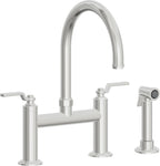 California Faucets Descanso Works Llave de Cocina Tipo Puente Industrial con Rociador Lateral - Pico en Arco - Cromo Pulido