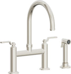 California Faucets Descanso Works Llave de Cocina Tipo Puente Industrial con Rociador Lateral - Pico en Arco - Níquel Pulido