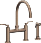 California Faucets Descanso Works Llave de Cocina Tipo Puente Industrial con Rociador Lateral - Pico en Arco - Bronce Satinado