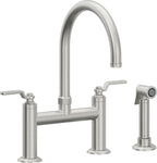California Faucets Descanso Works Llave de Cocina Tipo Puente Industrial con Rociador Lateral - Pico en Arco - Cromo Satinado