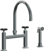 California Faucets Descanso Works Llave de Cocina Tipo Puente Industrial con Rociador Lateral - Pico en Arco - Níquel Negro