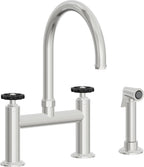 California Faucets Descanso Works Llave de Cocina Tipo Puente Industrial con Rociador Lateral - Pico en Arco - Cromo Pulido