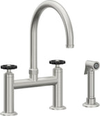 California Faucets Descanso Works Llave de Cocina Tipo Puente Industrial con Rociador Lateral - Pico en Arco - Cromo Satinado