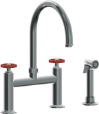 California Faucets Descanso Works Llave de Cocina Tipo Puente Industrial con Rociador Lateral - Pico en Arco - Níquel Negro
