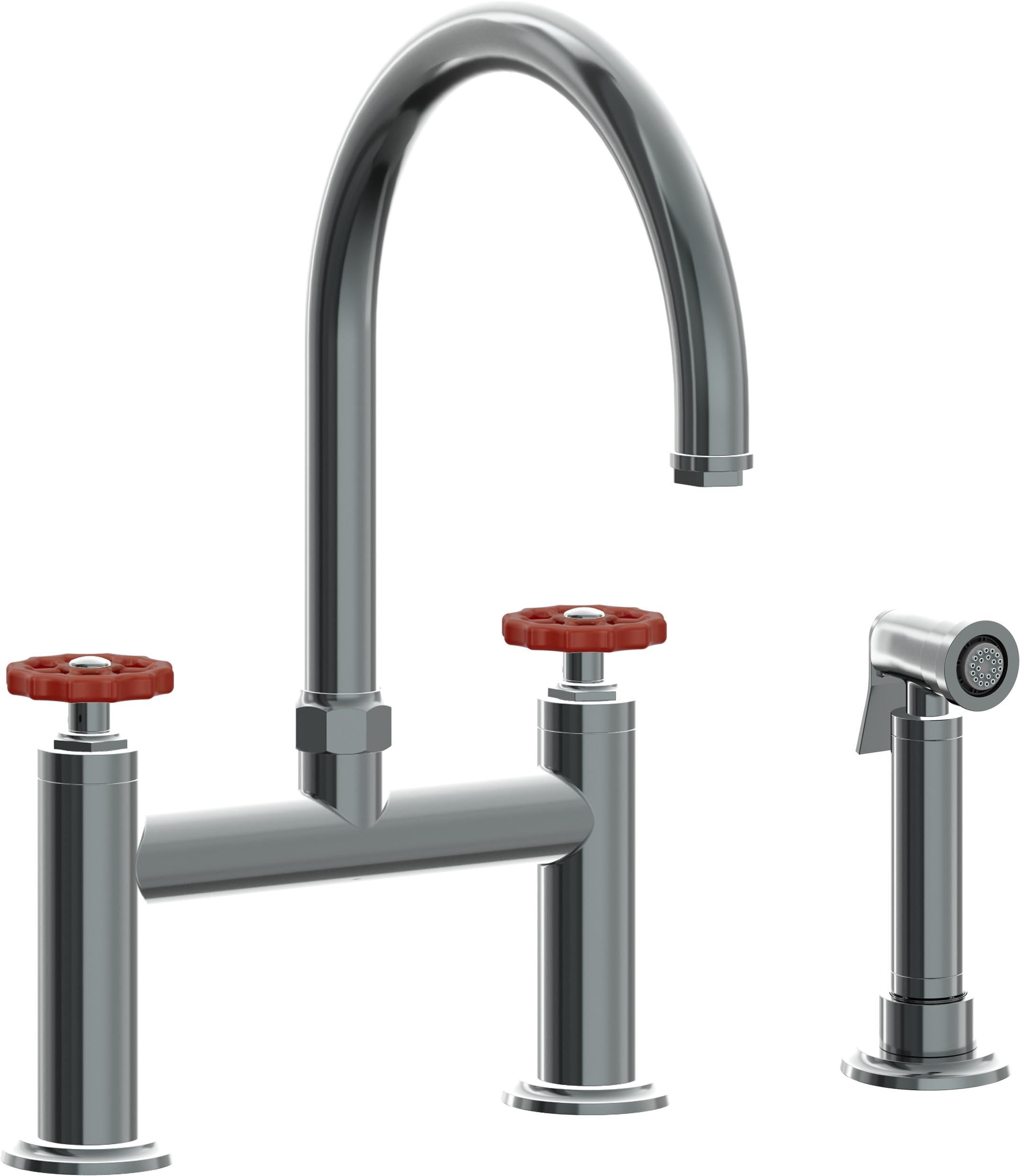 California Faucets Descanso Works Llave de Cocina Tipo Puente Industrial con Rociador Lateral - Pico en Arco - Níquel Negro