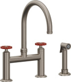 California Faucets Descanso Works Llave de Cocina Tipo Puente Industrial con Rociador Lateral - Pico en Arco - Grafito