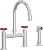 California Faucets Descanso Works Llave de Cocina Tipo Puente Industrial con Rociador Lateral - Pico en Arco - Cromo Pulido
