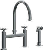 California Faucets Descanso Works Llave de Cocina Tipo Puente Industrial con Rociador Lateral - Pico en Arco - Níquel Negro