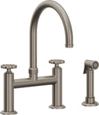 California Faucets Descanso Works Llave de Cocina Tipo Puente Industrial con Rociador Lateral - Pico en Arco - Grafito