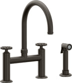 California Faucets Descanso Works Llave de Cocina Tipo Puente Industrial con Rociador Lateral - Pico en Arco - Bronce Oscuro