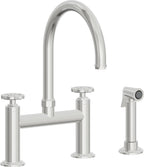 California Faucets Descanso Works Llave de Cocina Tipo Puente Industrial con Rociador Lateral - Pico en Arco - Cromo Pulido