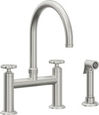 California Faucets Descanso Works Llave de Cocina Tipo Puente Industrial con Rociador Lateral - Pico en Arco - Cromo Satinado