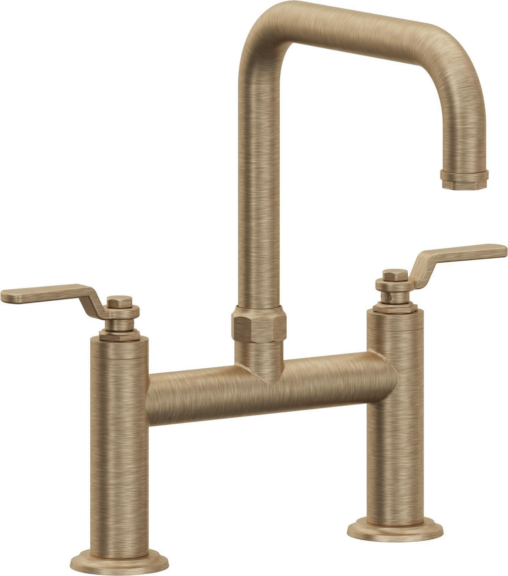 California Faucets Descanso Works Llave de Cocina Tipo Puente Industrial - Pico Cuadruple - Latón Antiguo Mate