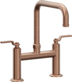 California Faucets Descanso Works Llave de Cocina Tipo Puente Industrial - Pico Cuadruple - Cobre Antiguo Mate
