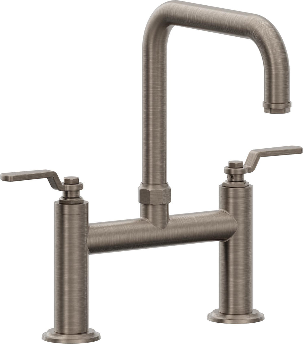 California Faucets Descanso Works Llave de Cocina Tipo Puente Industrial - Pico Cuadruple - Níquel Antiguo Mate