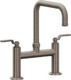 California Faucets Descanso Works Llave de Cocina Tipo Puente Industrial - Pico Cuadruple - Níquel Antiguo Mate