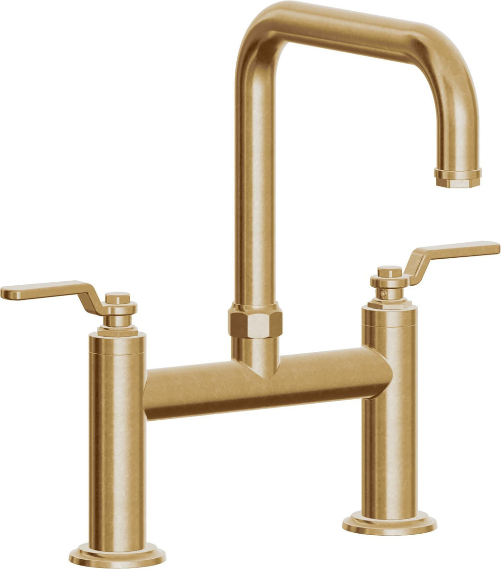 California Faucets Descanso Works Llave de Cocina Tipo Puente Industrial - Pico Cuadruple - Latón Bruñido