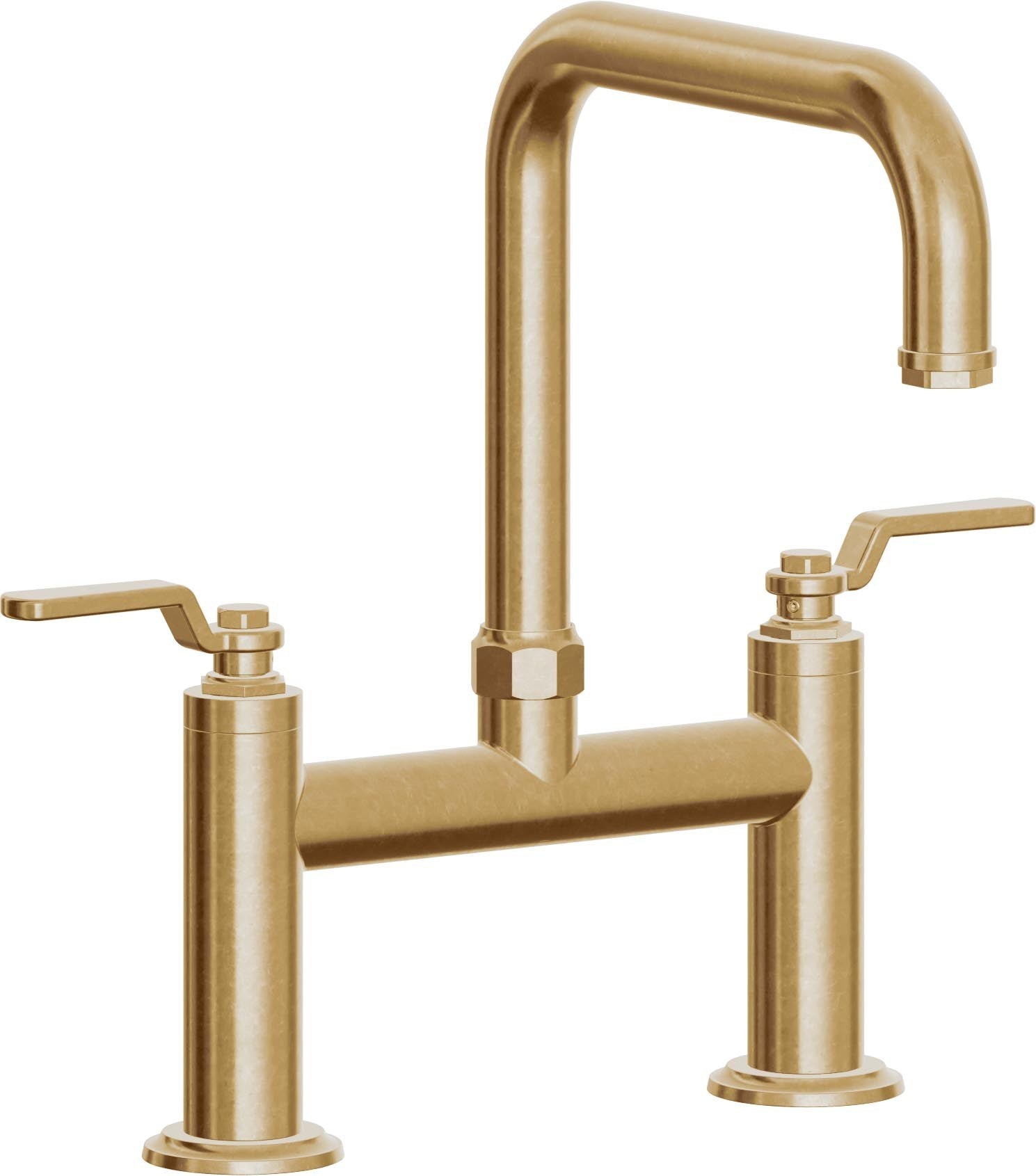 California Faucets Descanso Works Llave de Cocina Tipo Puente Industrial - Pico Cuadruple - Latón Bruñido