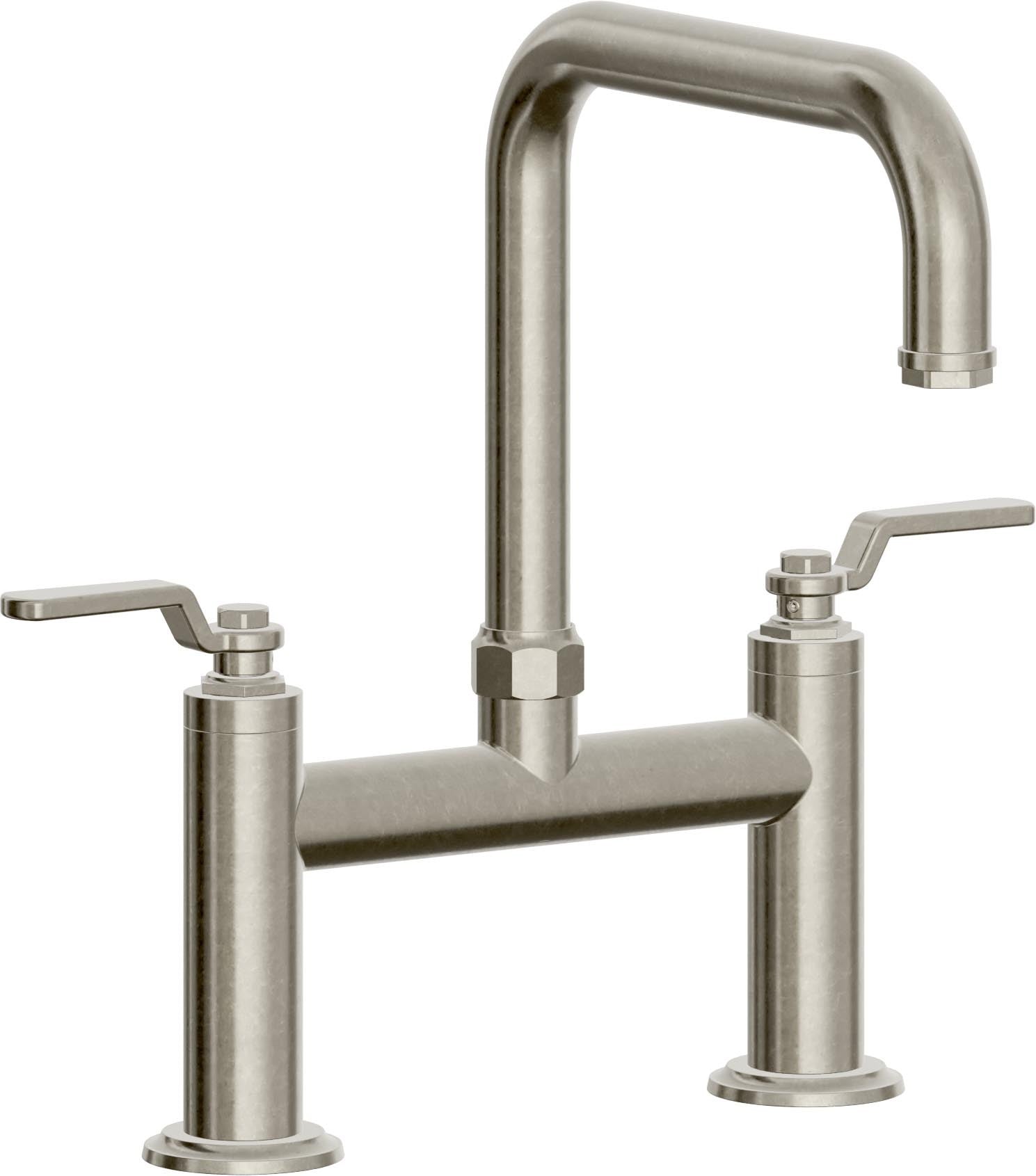 California Faucets Descanso Works Llave de Cocina Tipo Puente Industrial - Pico Cuadruple - Níquel Bruñido