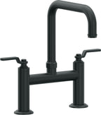 California Faucets Descanso Works Llave de Cocina Tipo Puente Industrial - Pico Cuadruple - Carbón