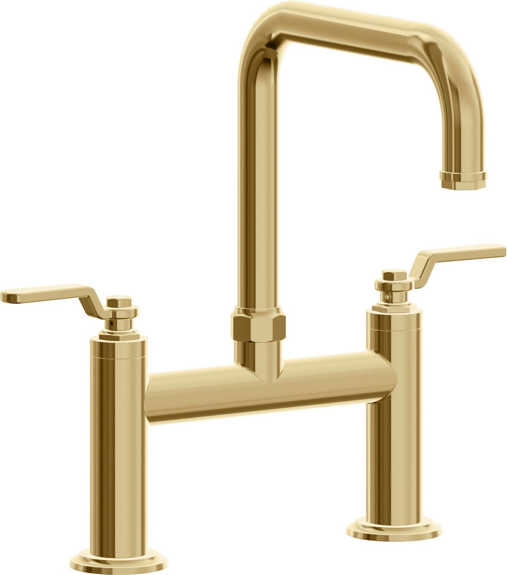 California Faucets Descanso Works Llave de Cocina Tipo Puente Industrial - Pico Cuadruple - Oro Francés