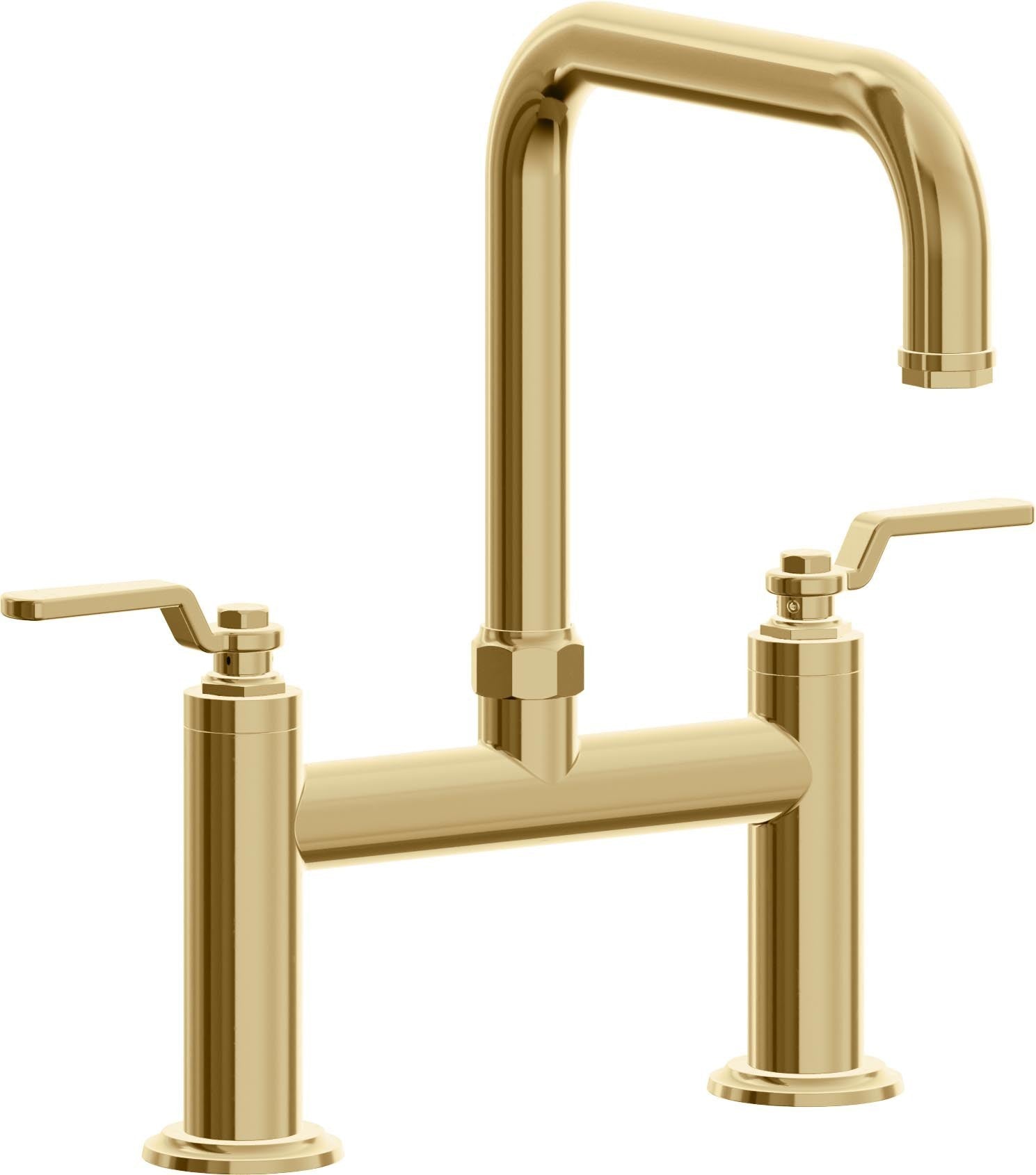 California Faucets Descanso Works Llave de Cocina Tipo Puente Industrial - Pico Cuadruple - Oro Francés