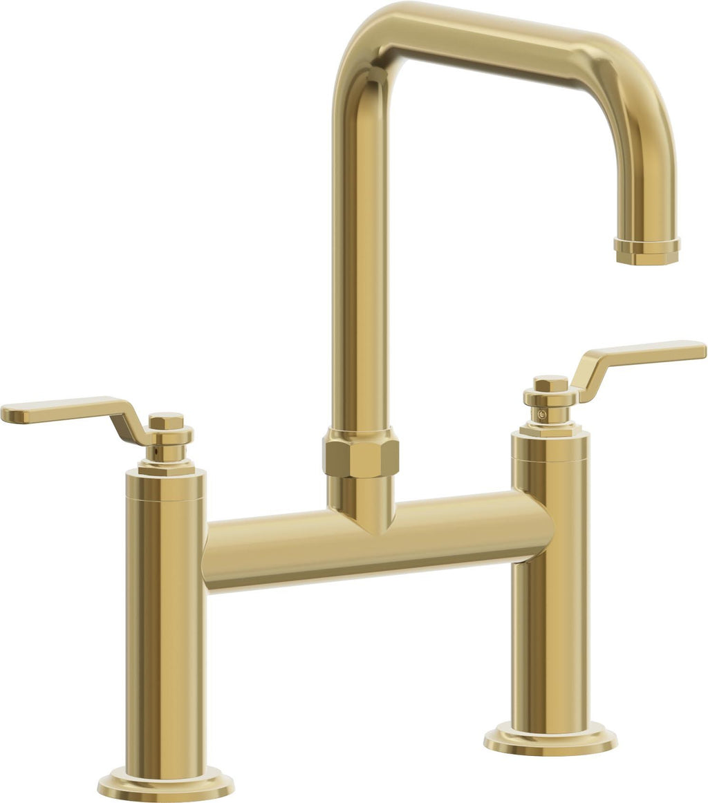 California Faucets Descanso Works Llave de Cocina Tipo Puente Industrial - Pico Cuadruple - Oro Pulido de por Vida