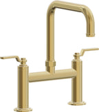 California Faucets Descanso Works Llave de Cocina Tipo Puente Industrial - Pico Cuadruple - Oro Pulido de por Vida
