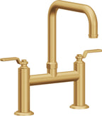 California Faucets Descanso Works Llave de Cocina Tipo Puente Industrial - Pico Cuadruple - Oro Satinado de por Vida
