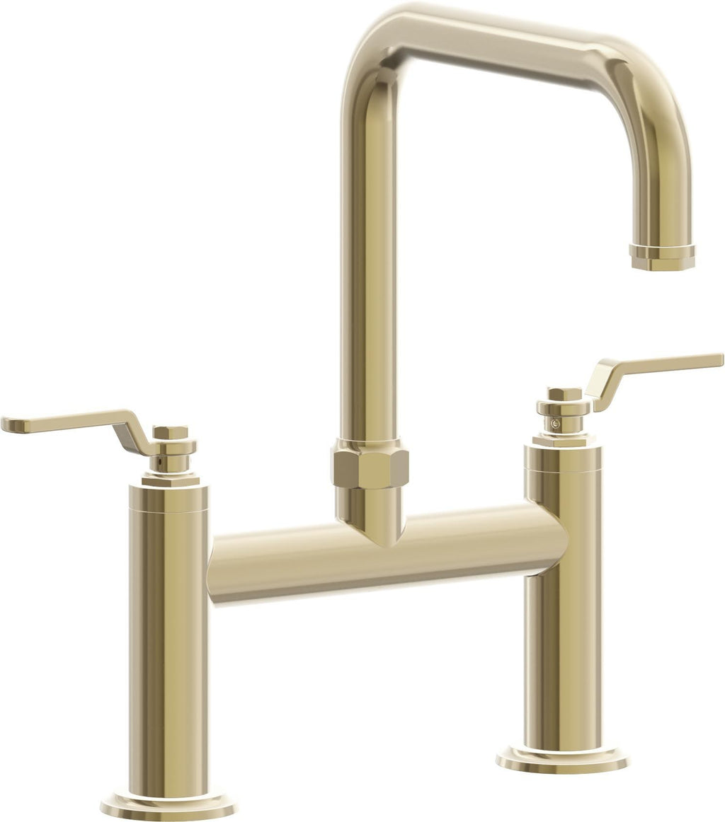 California Faucets Descanso Works Llave de Cocina Tipo Puente Industrial - Pico Cuadruple - Latón Pulido