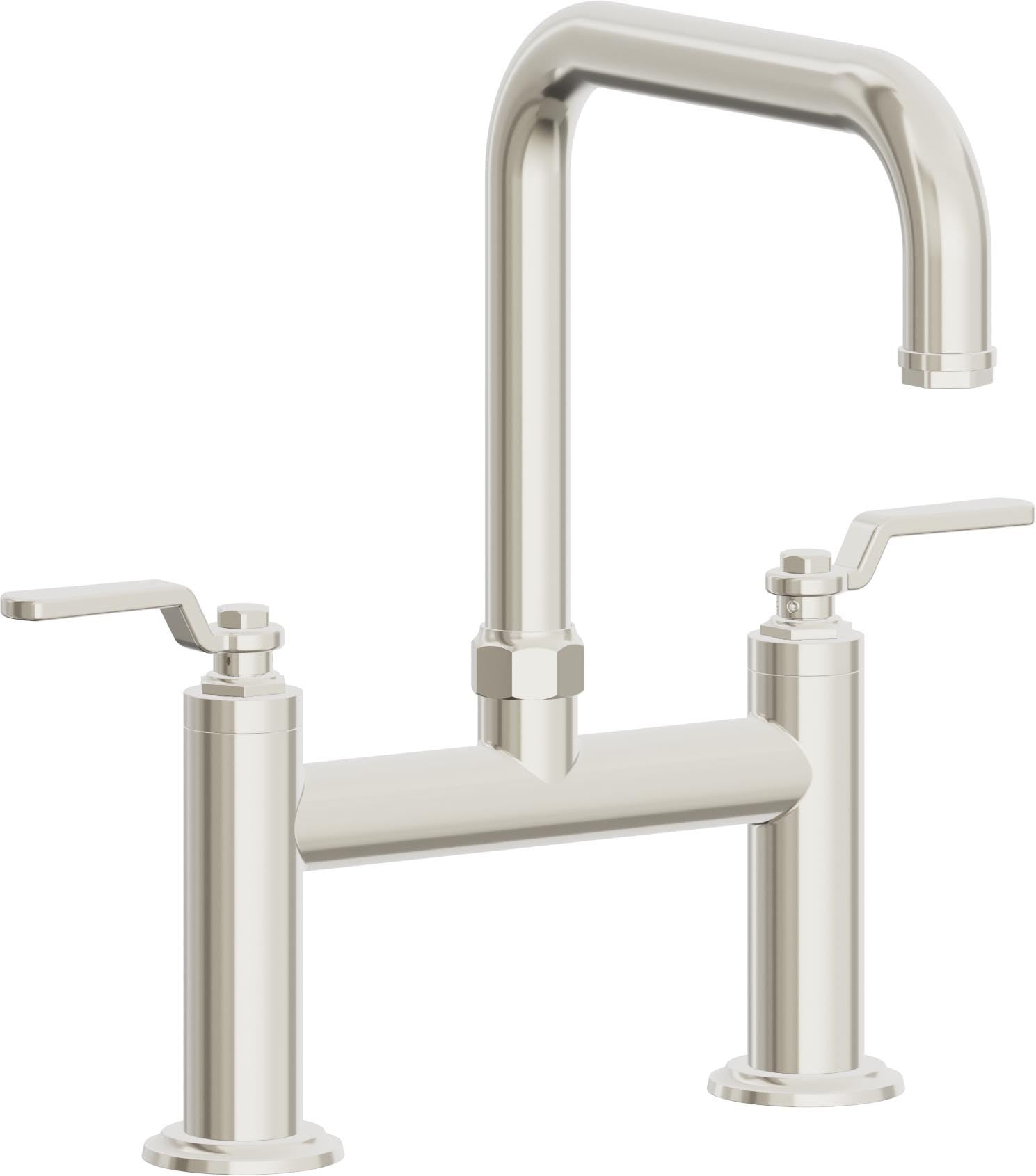 California Faucets Descanso Works Llave de Cocina Tipo Puente Industrial - Pico Cuadruple - Níquel Pulido
