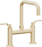 California Faucets Descanso Works Llave de Cocina Tipo Puente Industrial - Pico Cuadruple - Latón Satinado