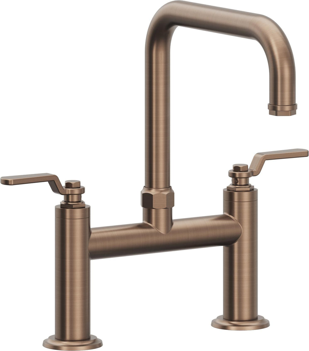 California Faucets Descanso Works Llave de Cocina Tipo Puente Industrial - Pico Cuadruple - Bronce Satinado