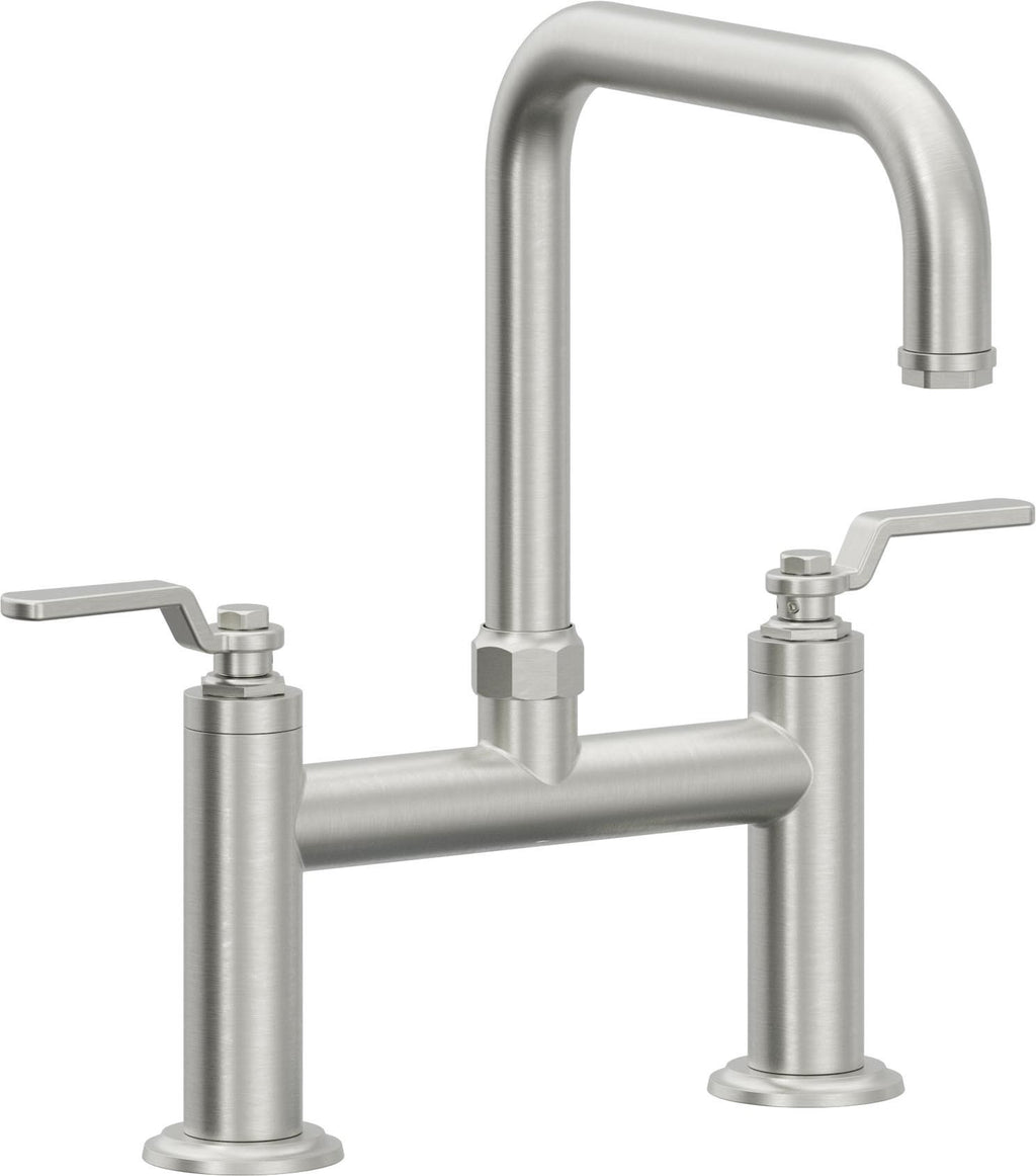 California Faucets Descanso Works Llave de Cocina Tipo Puente Industrial - Pico Cuadruple - Cromo Satinado