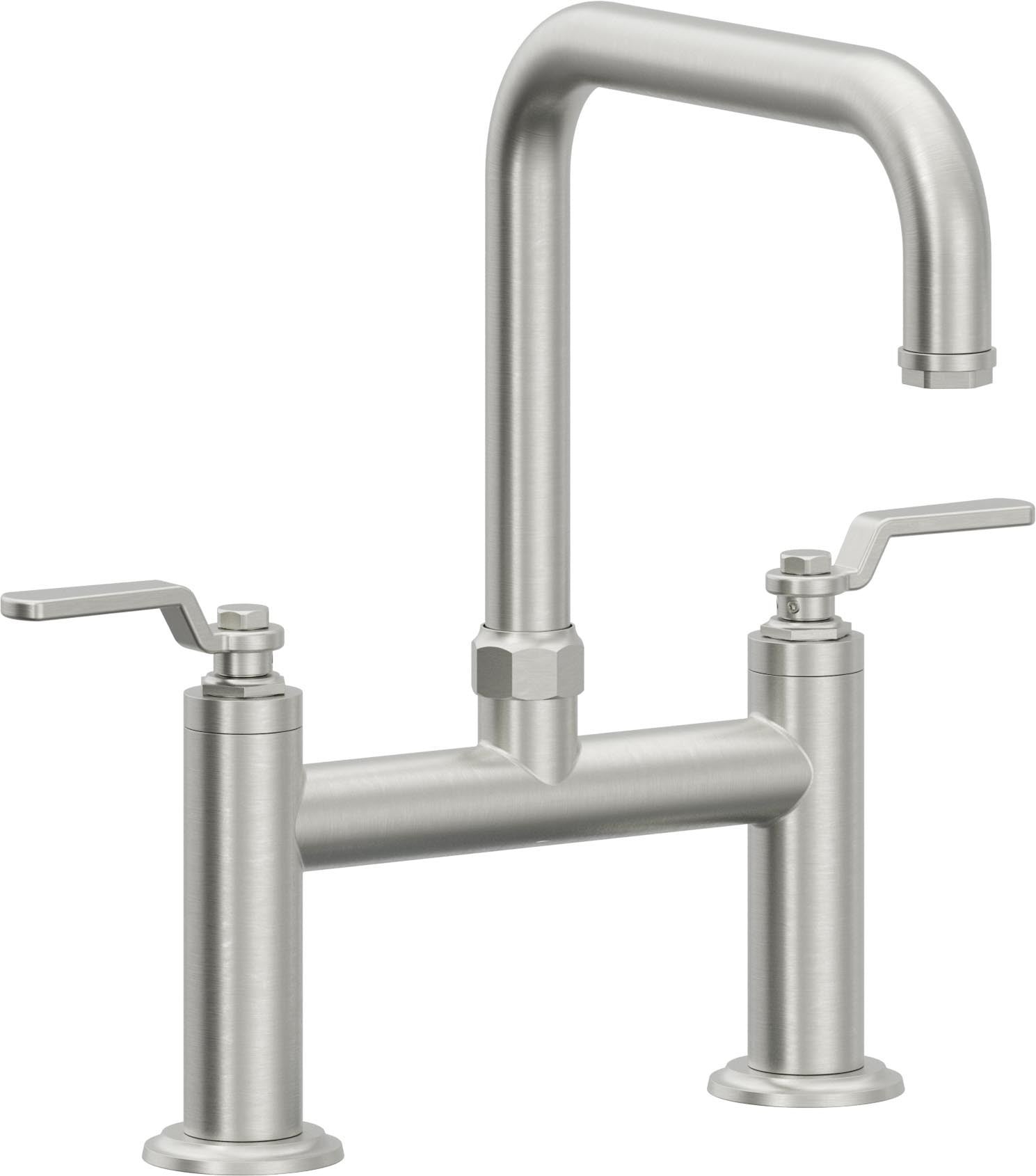 California Faucets Descanso Works Llave de Cocina Tipo Puente Industrial - Pico Cuadruple - Cromo Satinado