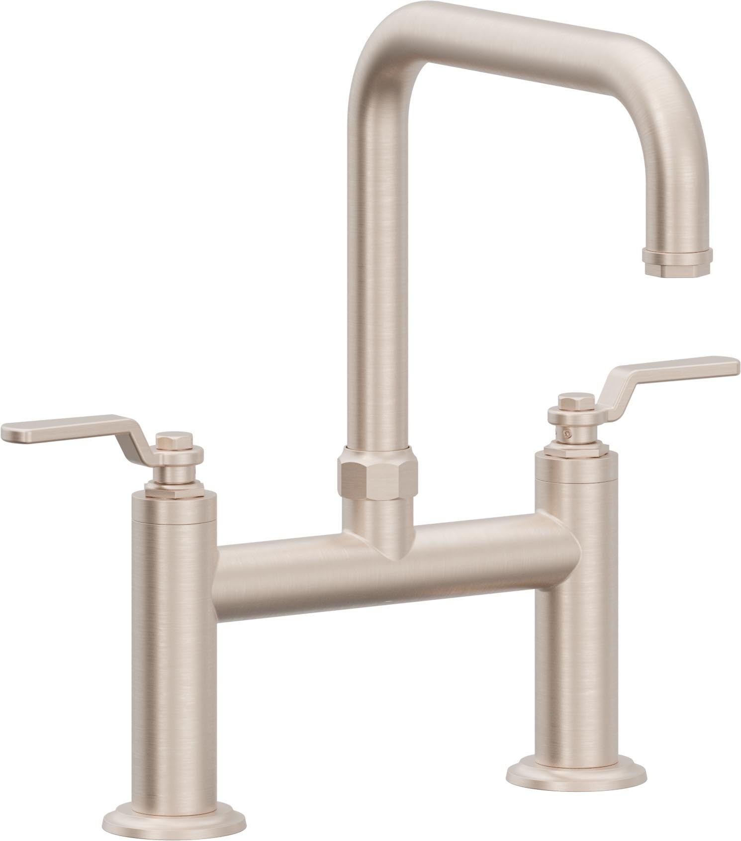 California Faucets Descanso Works Llave de Cocina Tipo Puente Industrial - Pico Cuadruple - Níquel Satinado