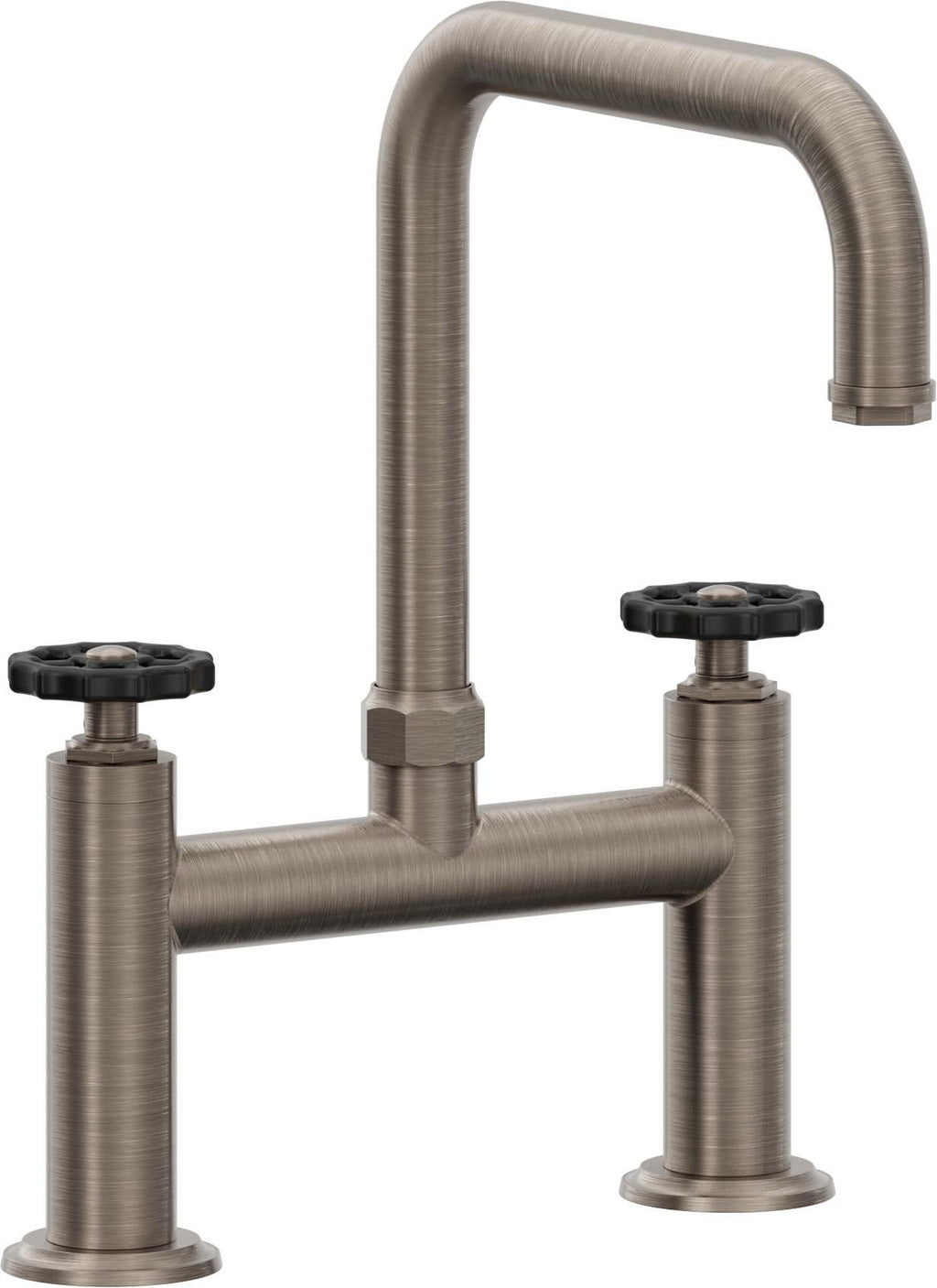 California Faucets Descanso Works Llave de Cocina Tipo Puente Industrial - Pico Cuadruple - Níquel Antiguo Mate