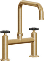 California Faucets Descanso Works Llave de Cocina Tipo Puente Industrial - Pico Cuadruple - Latón Bruñido