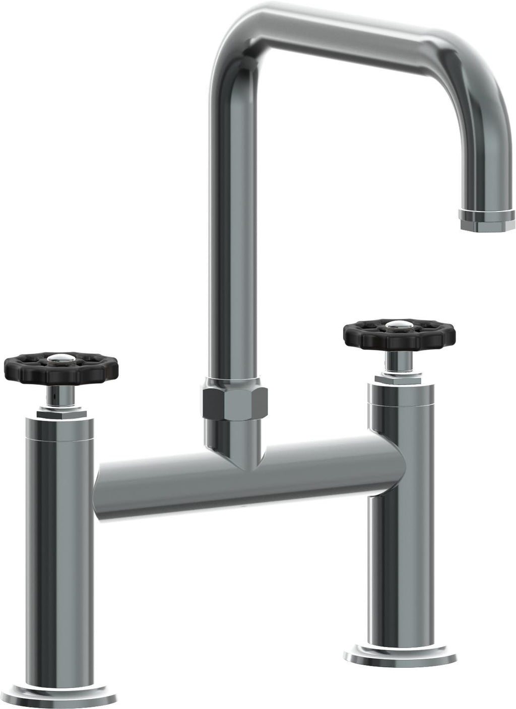 California Faucets Descanso Works Llave de Cocina Tipo Puente Industrial - Pico Cuadruple - Níquel Negro
