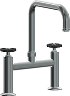 California Faucets Descanso Works Llave de Cocina Tipo Puente Industrial - Pico Cuadruple - Níquel Negro