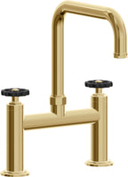 California Faucets Descanso Works Llave de Cocina Tipo Puente Industrial - Pico Cuadruple - Oro Francés