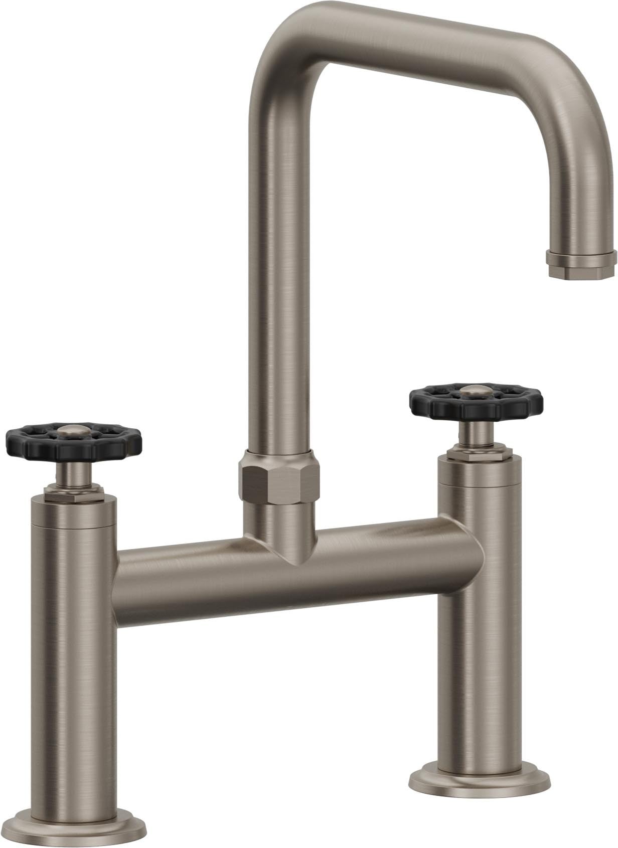 California Faucets Descanso Works Llave de Cocina Tipo Puente Industrial - Pico Cuadruple - Grafito